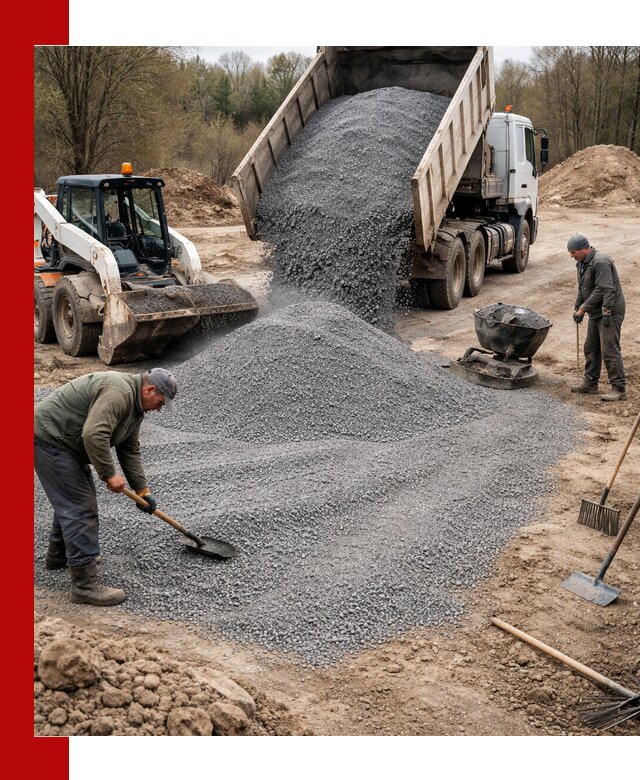 Отсев для подсыпки в Ялте — доставка и подсыпка на участок