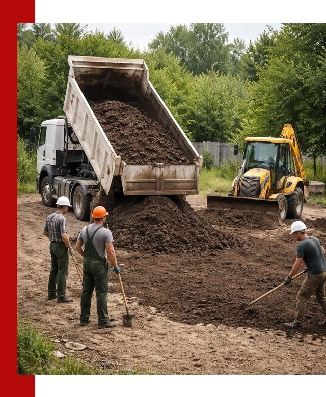 Доставка и укладка грунта для выравнивания участка в Ялте