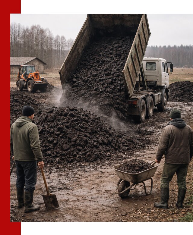 Доставка низинного торфа с разгрузкой и доставкой в Ялте