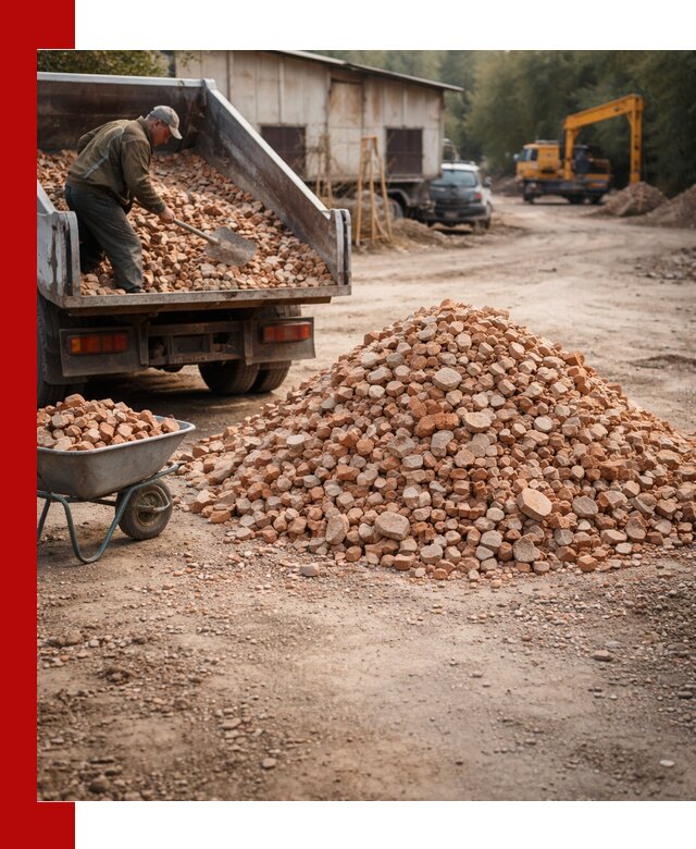 Доставка и подушка из боя кирпича с разгрузкой в Ялте