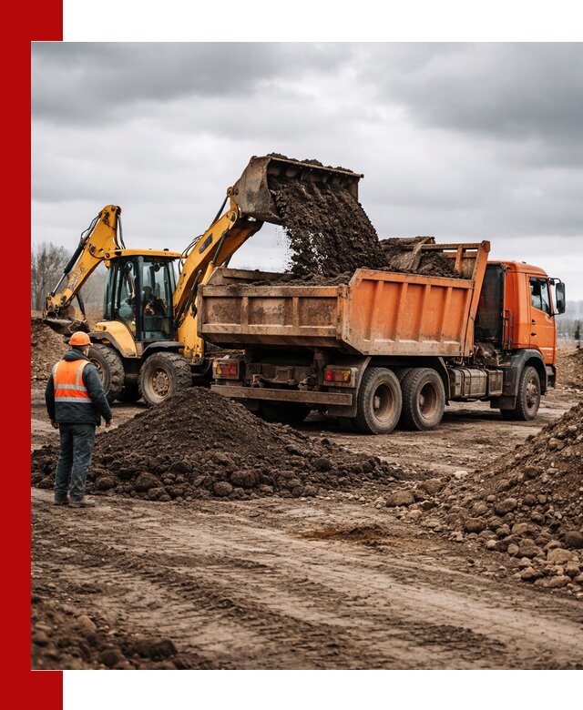 Вывоз грунта и строительного мусора в Ялте грузовыми самосвалами