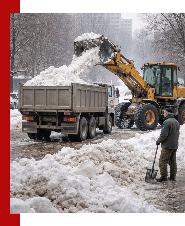 Вывоз снега грузовой техникой в Ялте оперативно и чисто