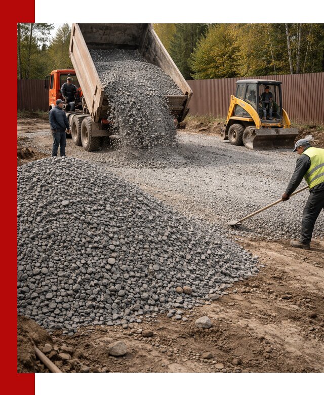 Отсыпка участка щебнем с доставкой и уплотнением в Ялте